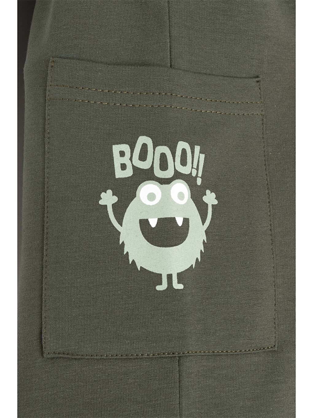 Haki Bisiklet Yaka Uzun Kollu Erkek Çocuk Sweatshirt ve Eşofman Alt 2'li Takım-2