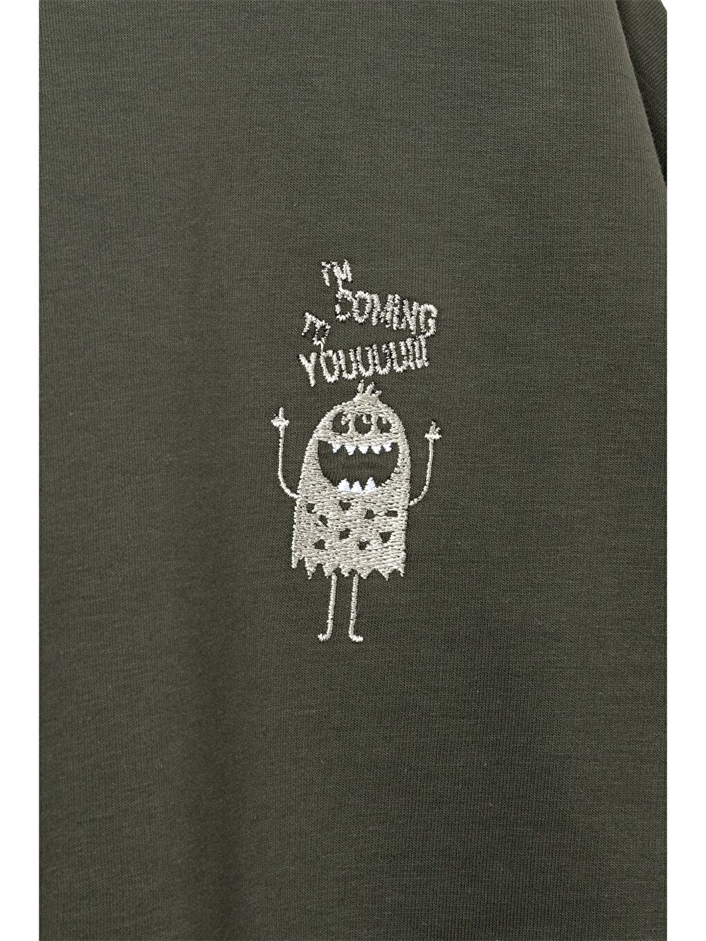 Haki Bisiklet Yaka Uzun Kollu Erkek Çocuk Sweatshirt ve Eşofman Alt 2'li Takım-5