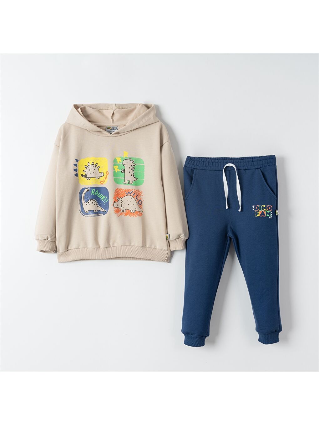 Mışıl Kids Mavi Kapüşonlu Uzun Kollu Erkek Bebek Sweatshirt ve Eşofman Alt 2'li Takım