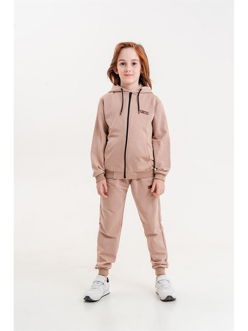 Mışıl Kids Bej Kapüşonlu Uzun Kollu Erkek Çocuk Sweatshirt ve Eşofman Alt 2'li Takım