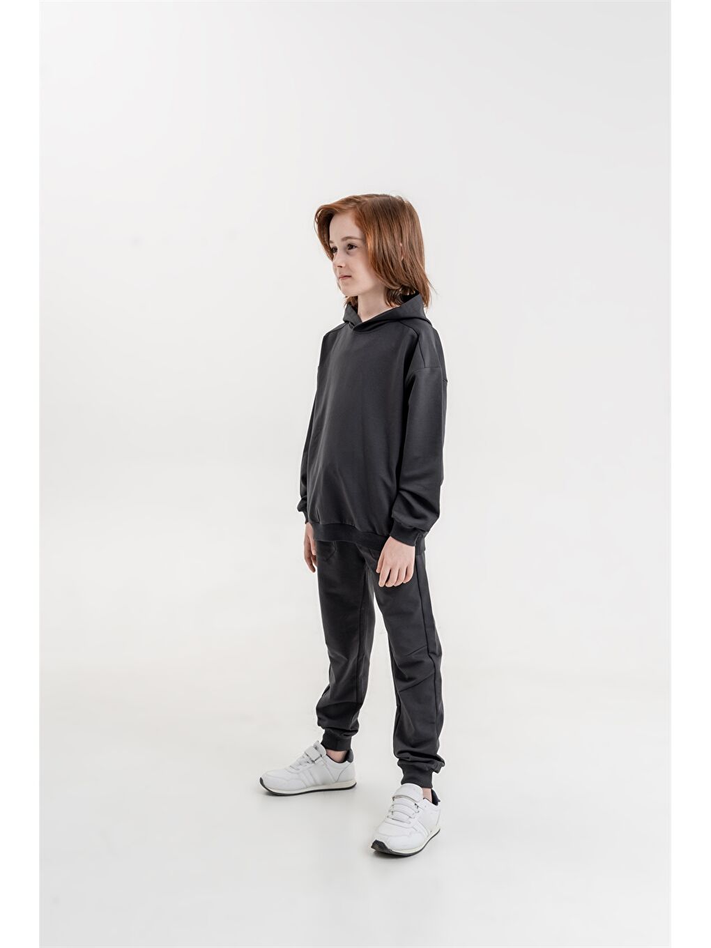 Mışıl Kids Gri Kapüşonlu Uzun Kollu Erkek Çocuk Sweatshirt ve Eşofman Alt 2'li Takım - 1