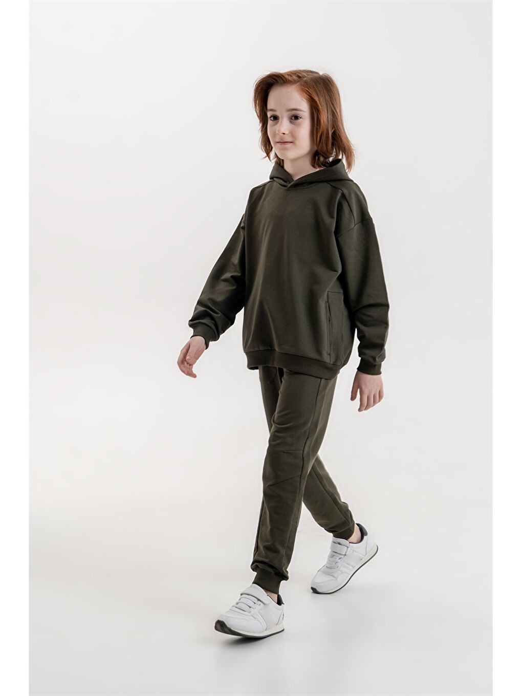 Mışıl Kids Haki Kapüşonlu Uzun Kollu Erkek Çocuk Sweatshirt ve Eşofman Alt 2'li Takım - 2