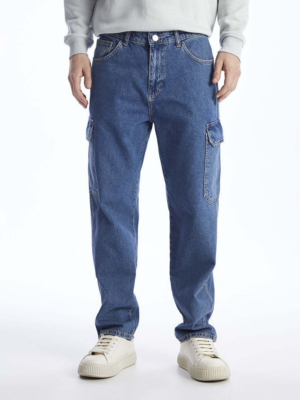 LCW Jeans İndigo Baggy Fit Kargo Cepli Erkek Jean Pantolon - 3