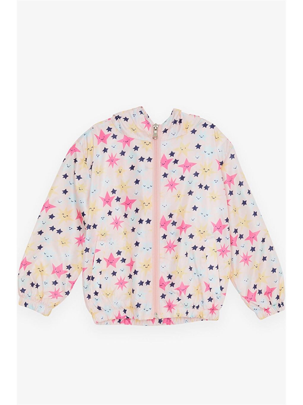 Turuncu Kapüşonlu Uzun Kollu Baskılı Kız Bebek Yağmurluk