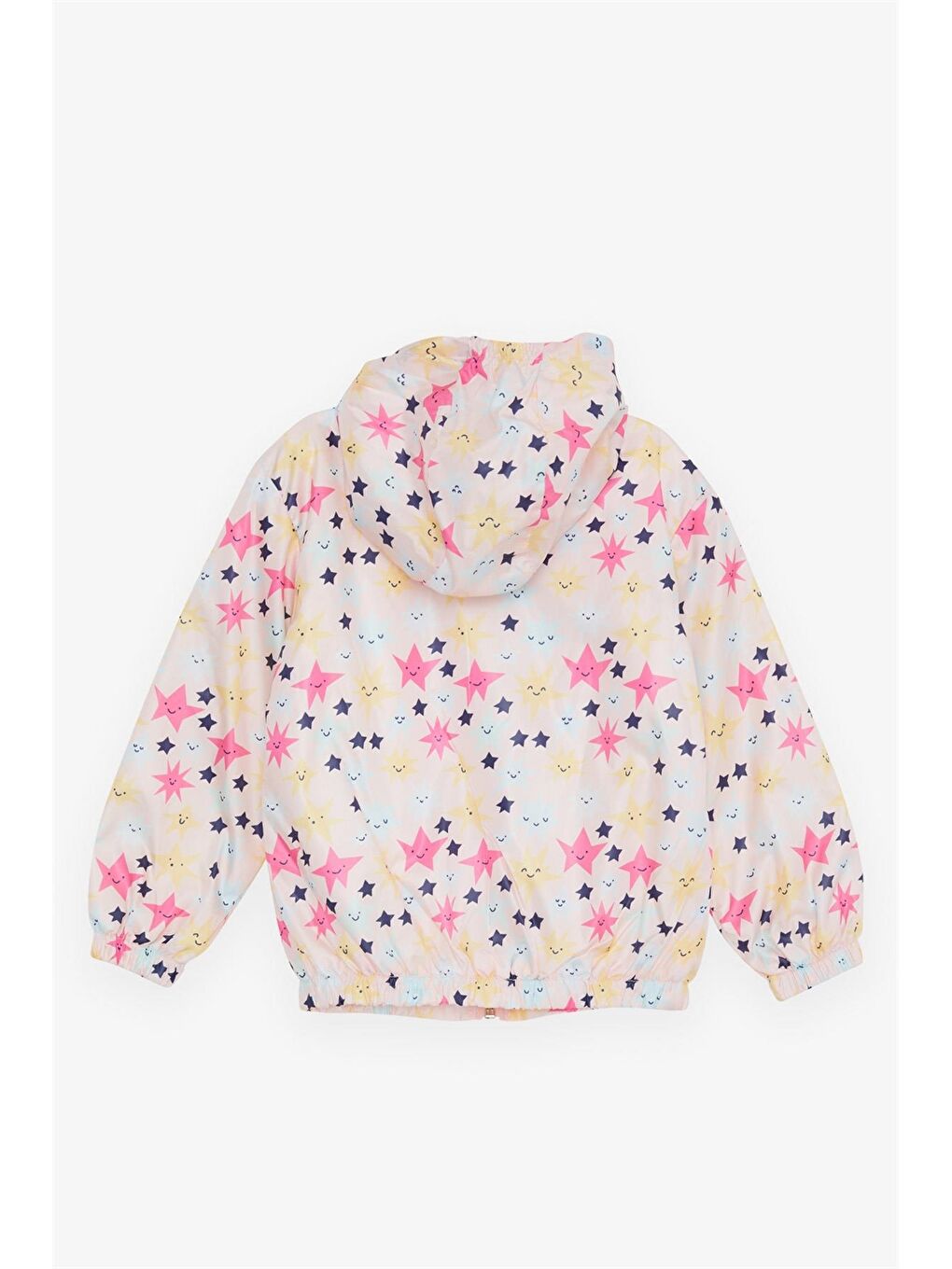 Turuncu Kapüşonlu Uzun Kollu Baskılı Kız Bebek Yağmurluk-1