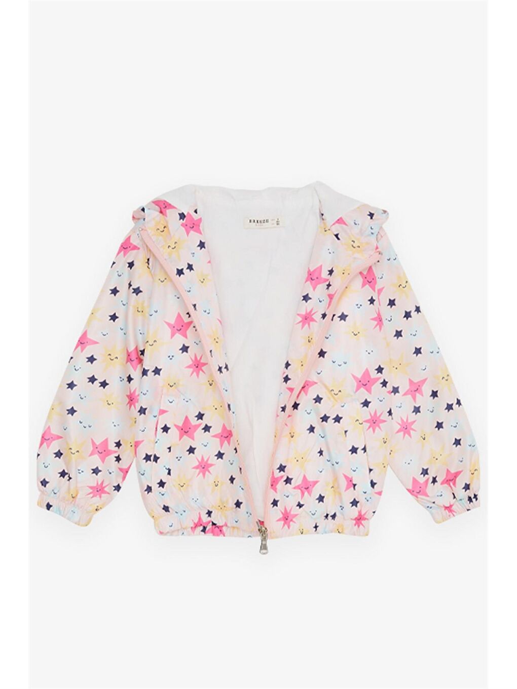 Turuncu Kapüşonlu Uzun Kollu Baskılı Kız Bebek Yağmurluk-2