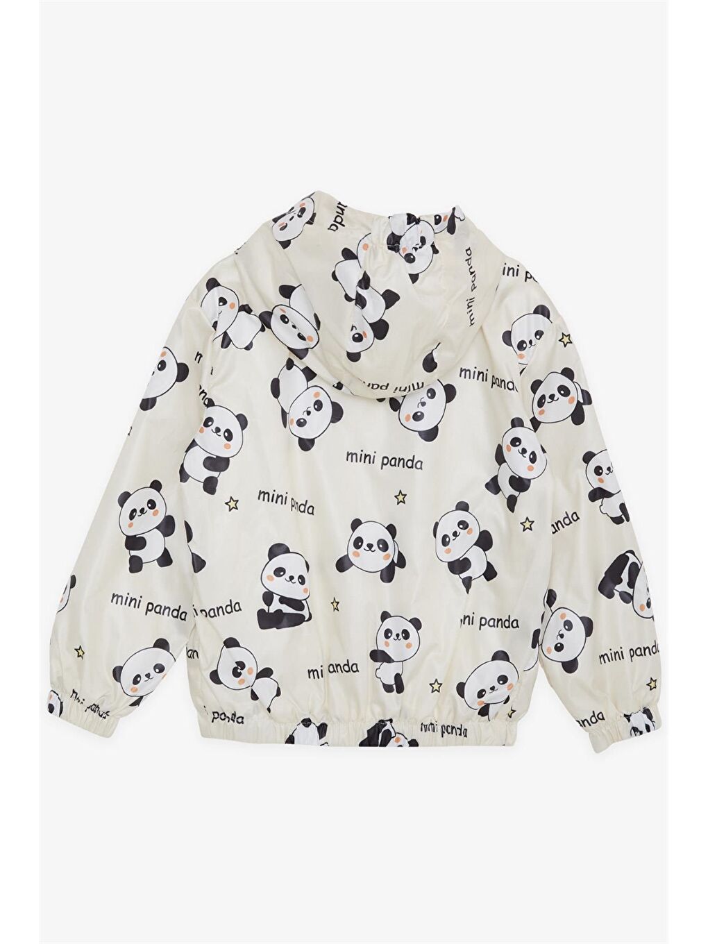 Ekru Kapüşonlu Uzun Kollu Desenli Erkek Bebek Yağmurluk-2