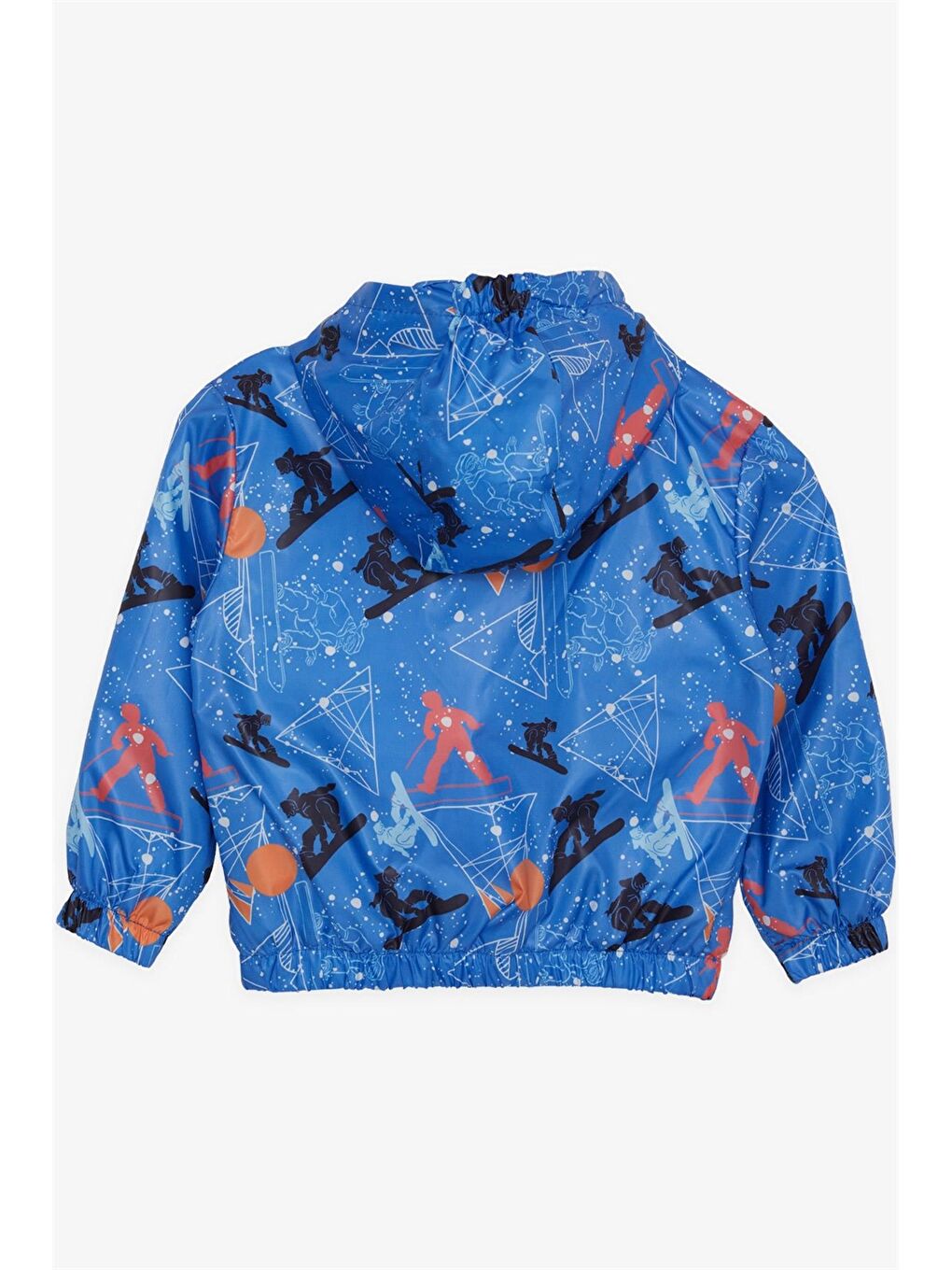 Mavi Kapüşonlu Uzun Kollu Desenli Erkek Bebek Yağmurluk-2