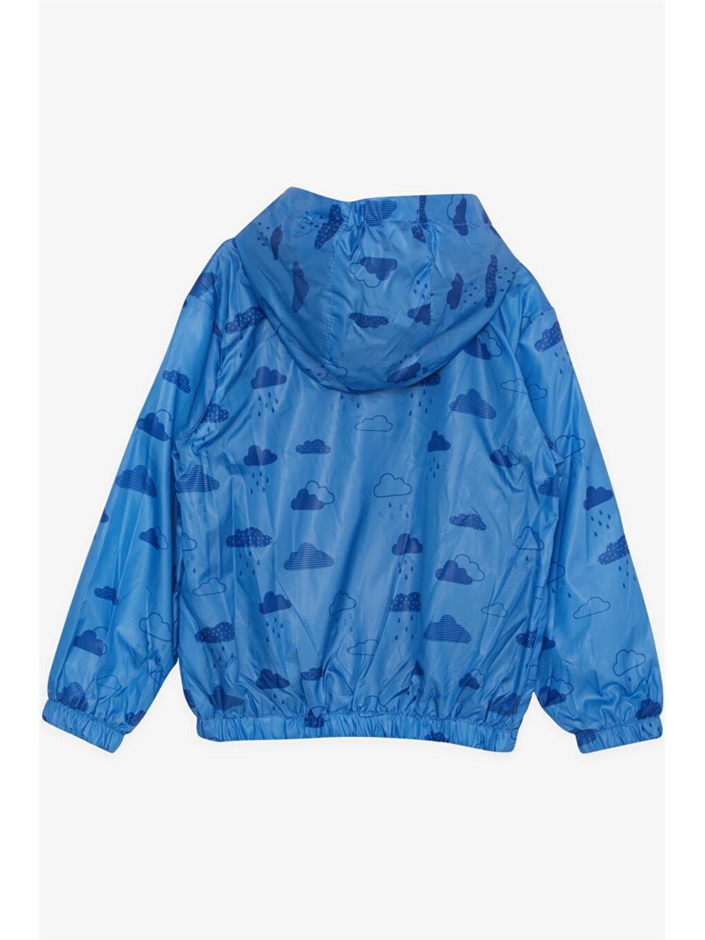Mavi Kapüşonlu Uzun Kollu Desenli Erkek Bebek Yağmurluk-2