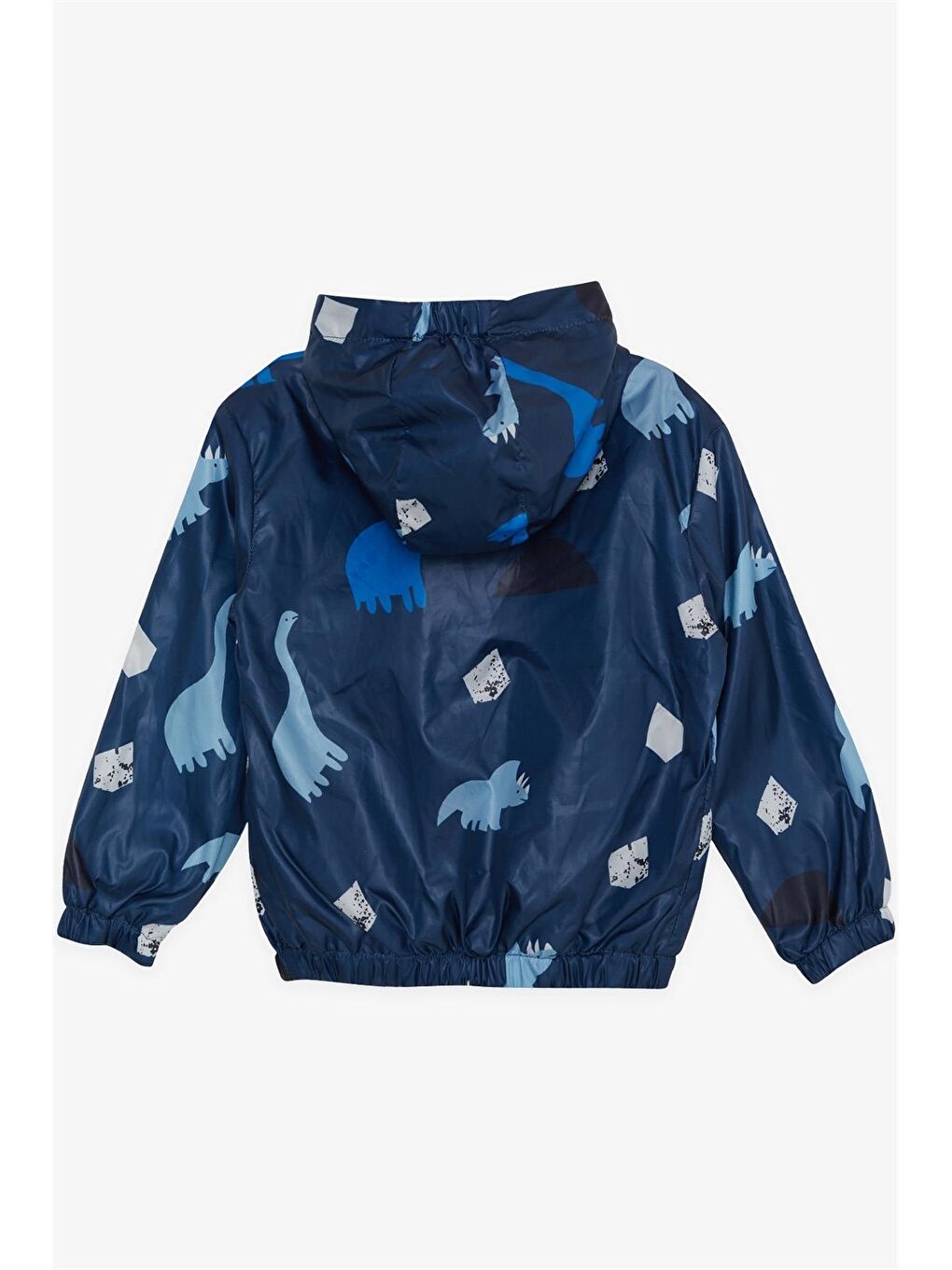 Mavi Kapüşonlu Uzun Kollu Desenli Erkek Bebek Yağmurluk-2