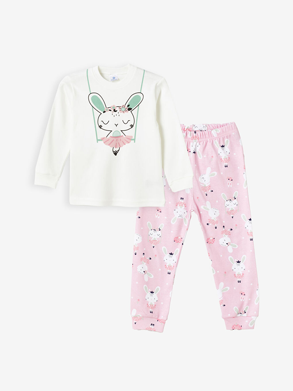 Pembe Bisiklet Yaka Kız Bebek Pijama Takımı