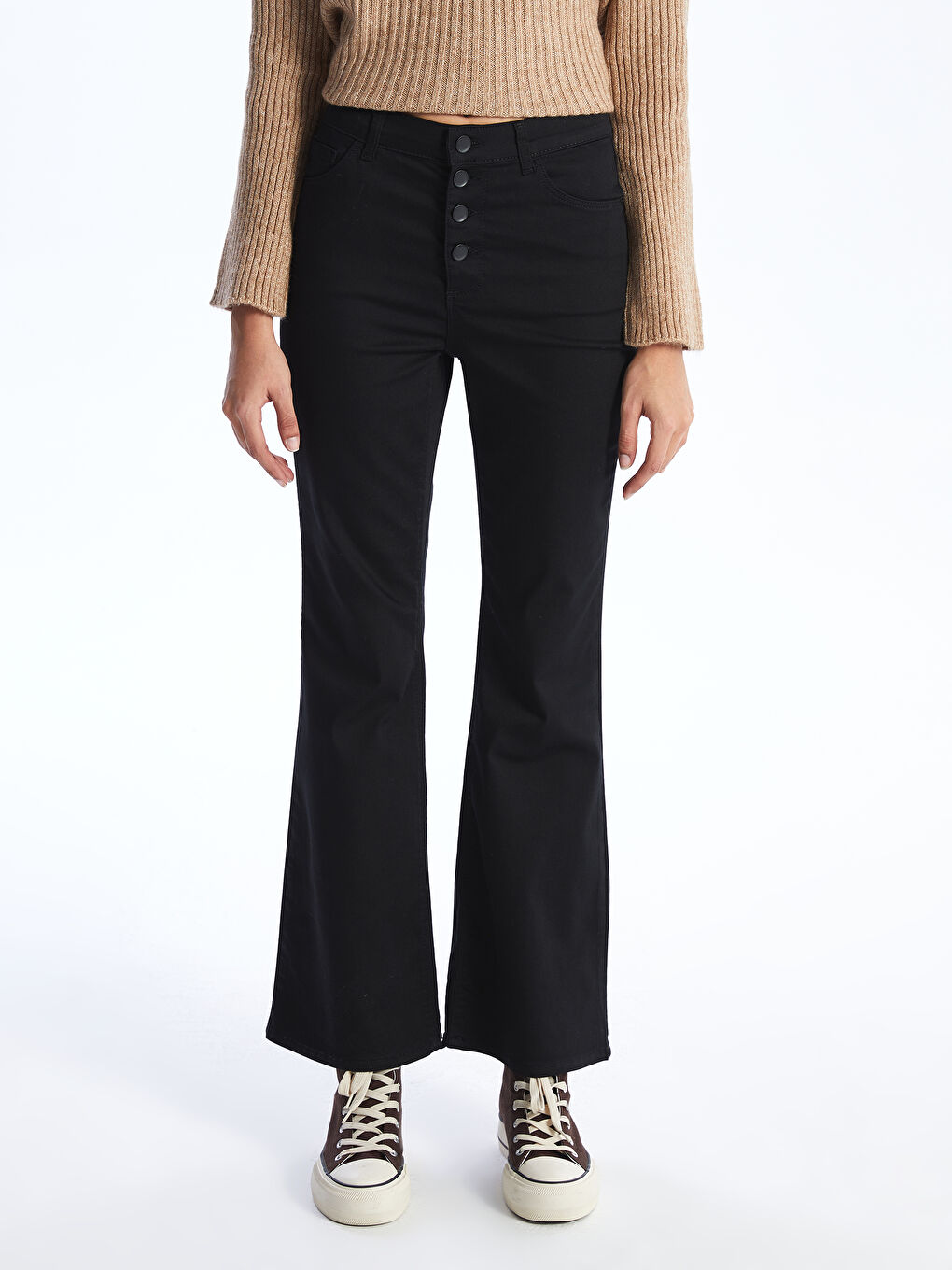 Siyah Mars Flare Kadın Jean Pantolon-2