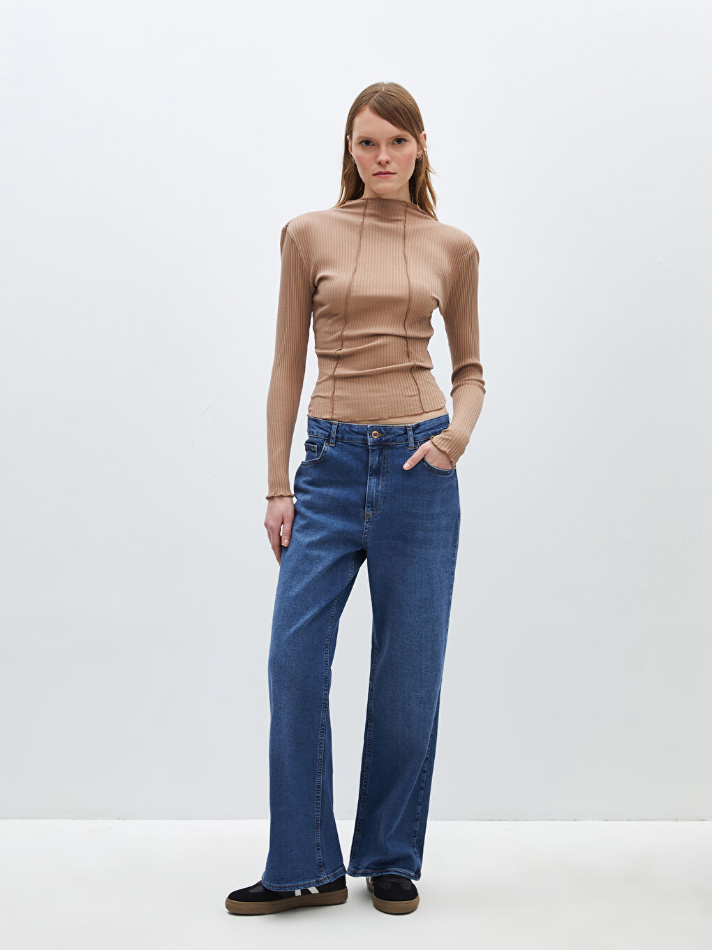 İndigo Wideleg Kadın Jean Pantolon-1