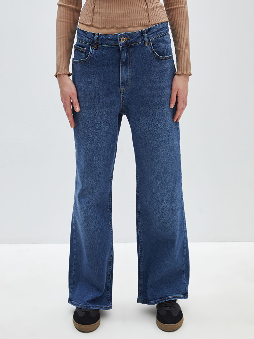 İndigo Wideleg Kadın Jean Pantolon-3