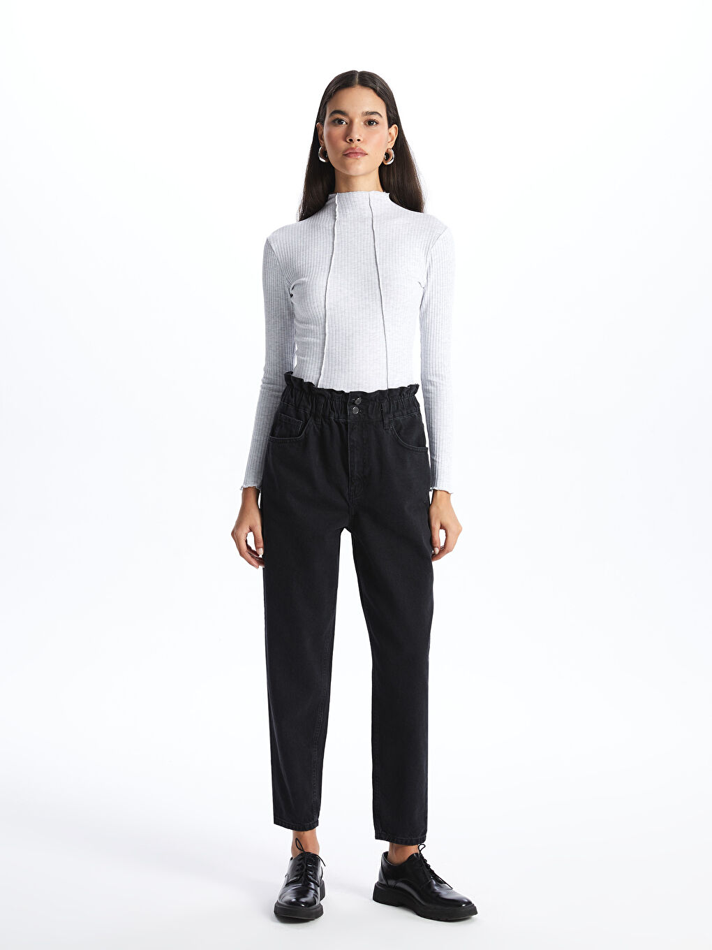 Джинси для жінок з еластичною талією та мішкуватим кроєм-1