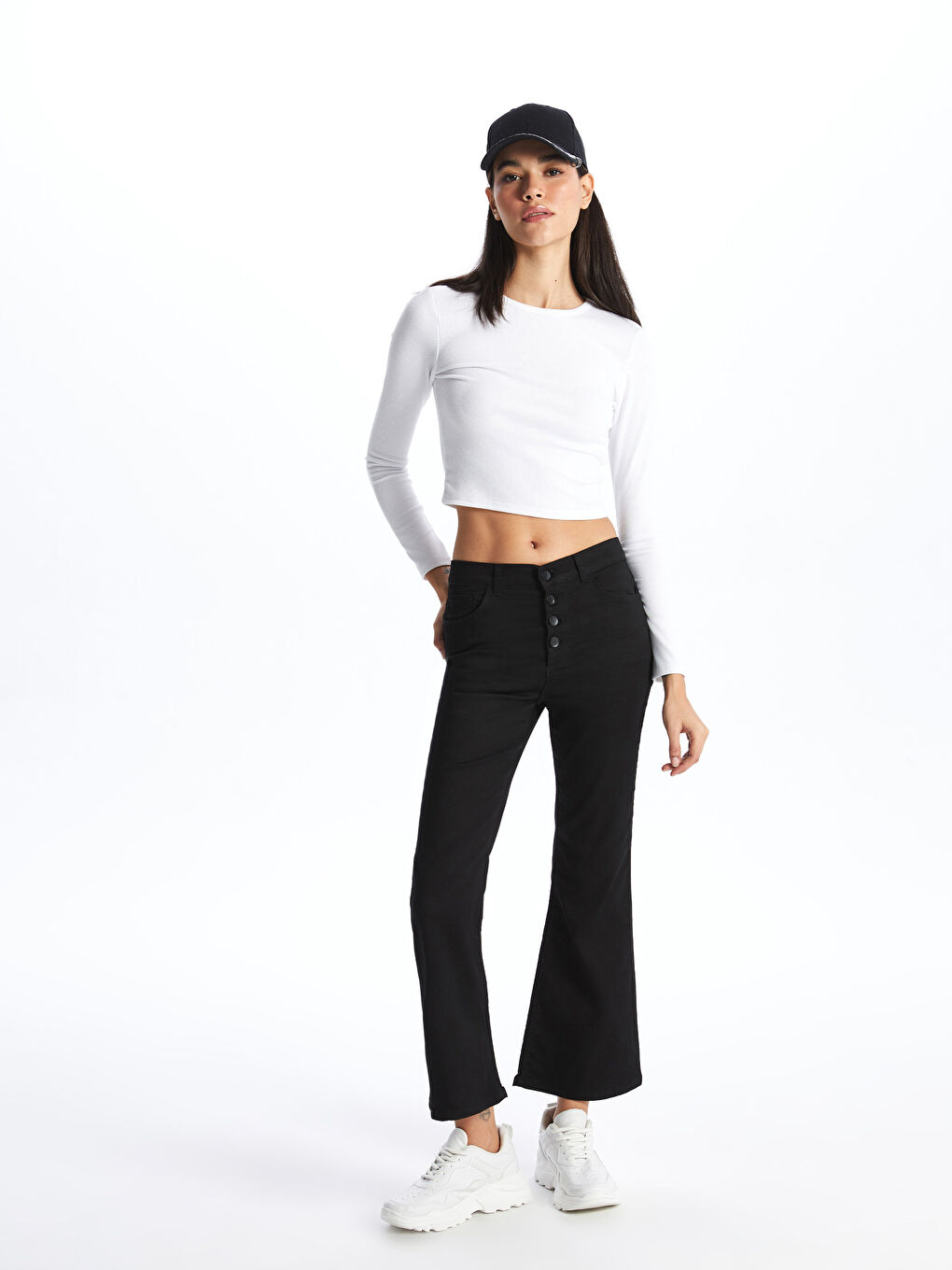 Siyah Mars Flare Kadın Jean Pantolon