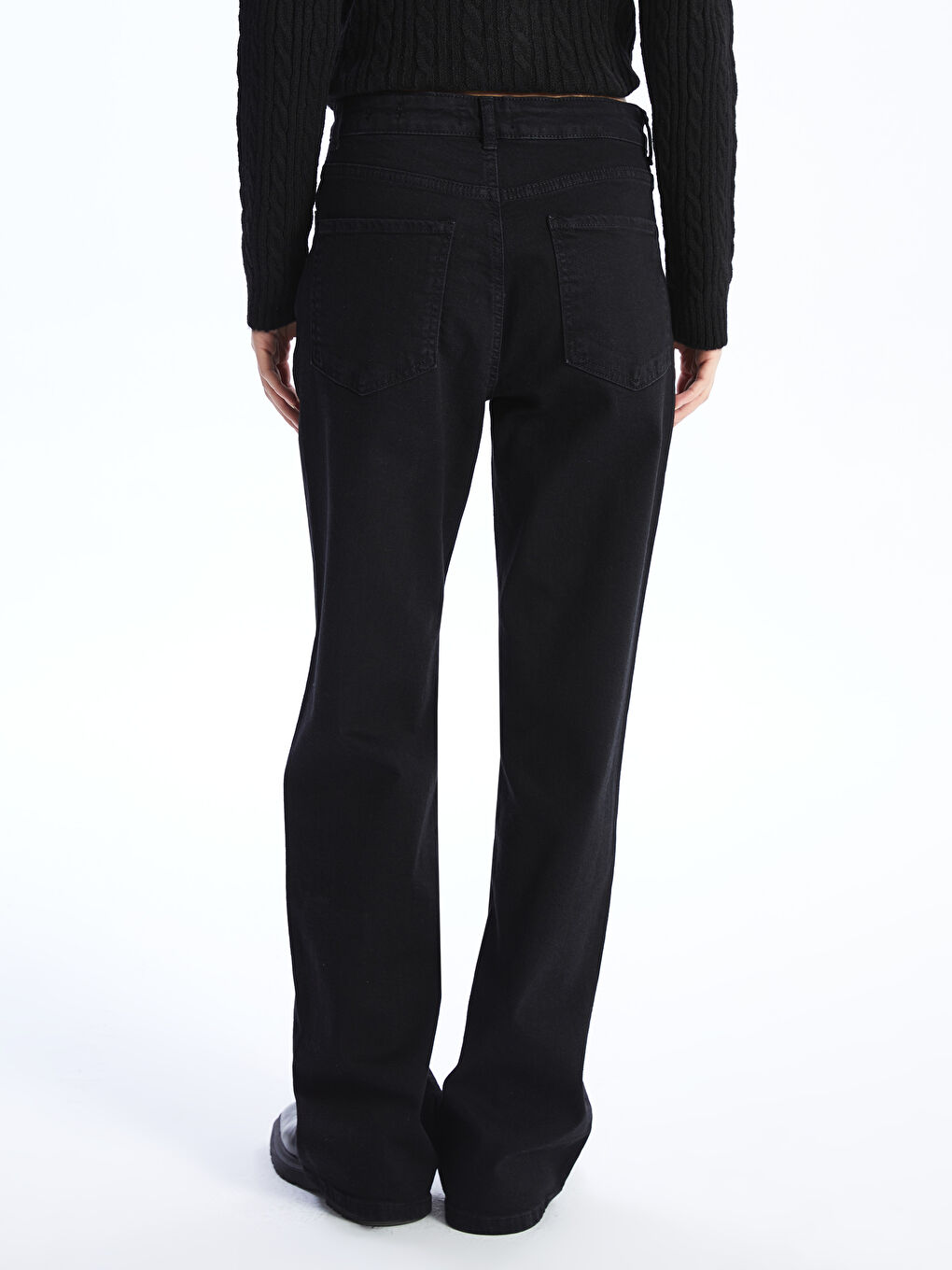 Siyah Wideleg Kadın Jean Pantolon-3