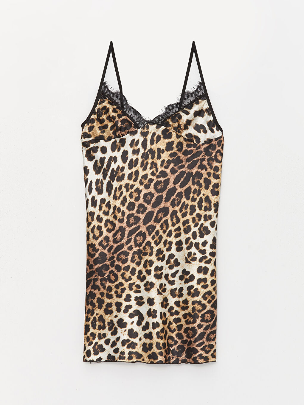 Kahverengi Askılı Saten Kadın Gecelik