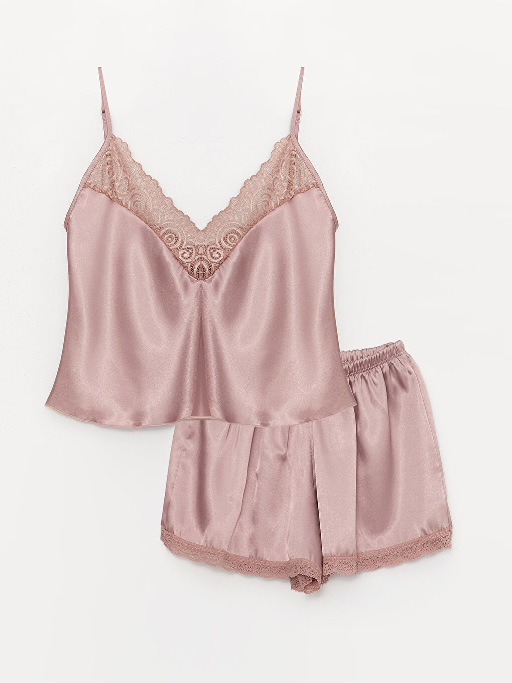 Lila Saten Kadın Şortlu Pijama Takımı
