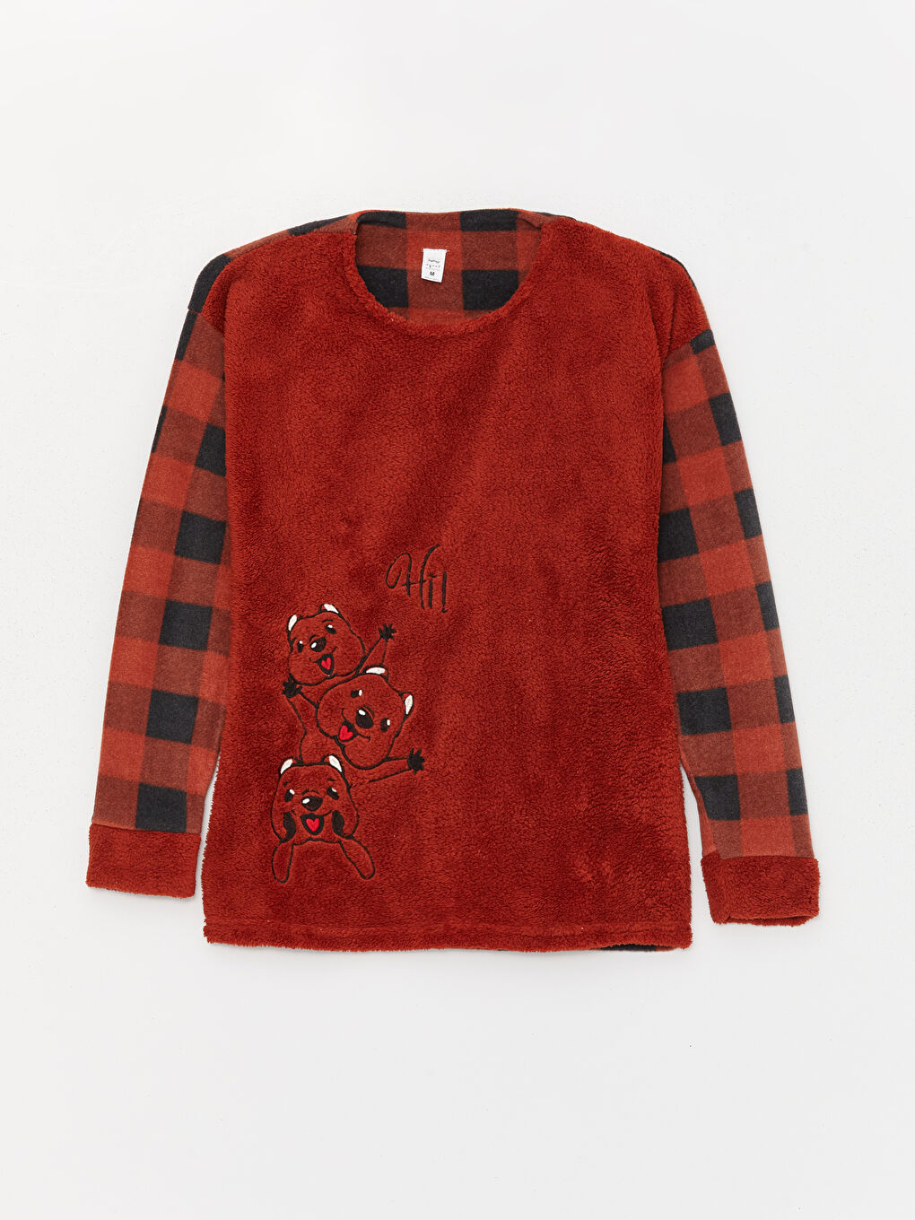 Kahverengi Bisiklet Yaka Kadın Pijama Takım-1