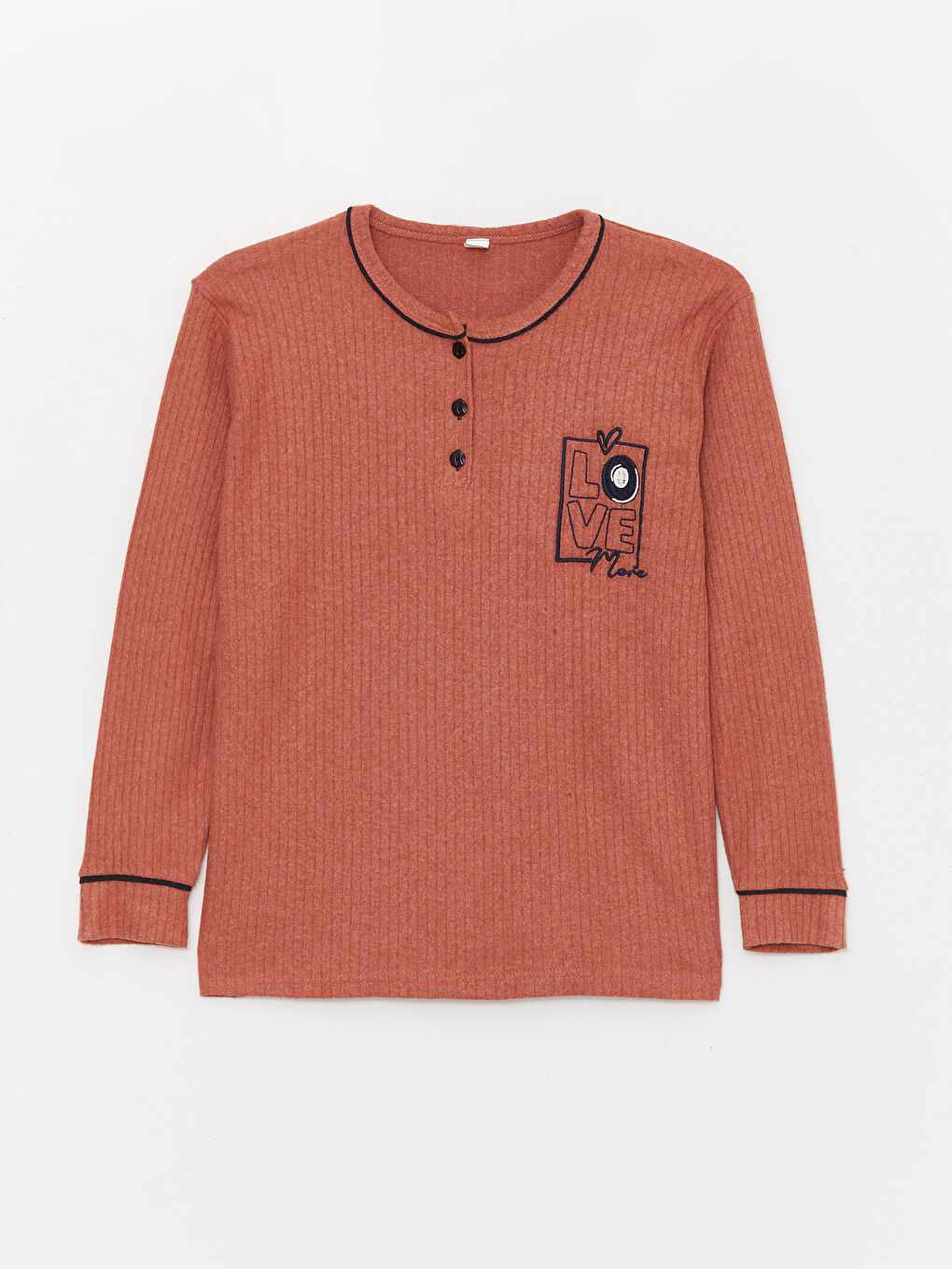 Kahverengi Bisiklet Yaka Kadın Pijama Takım-1