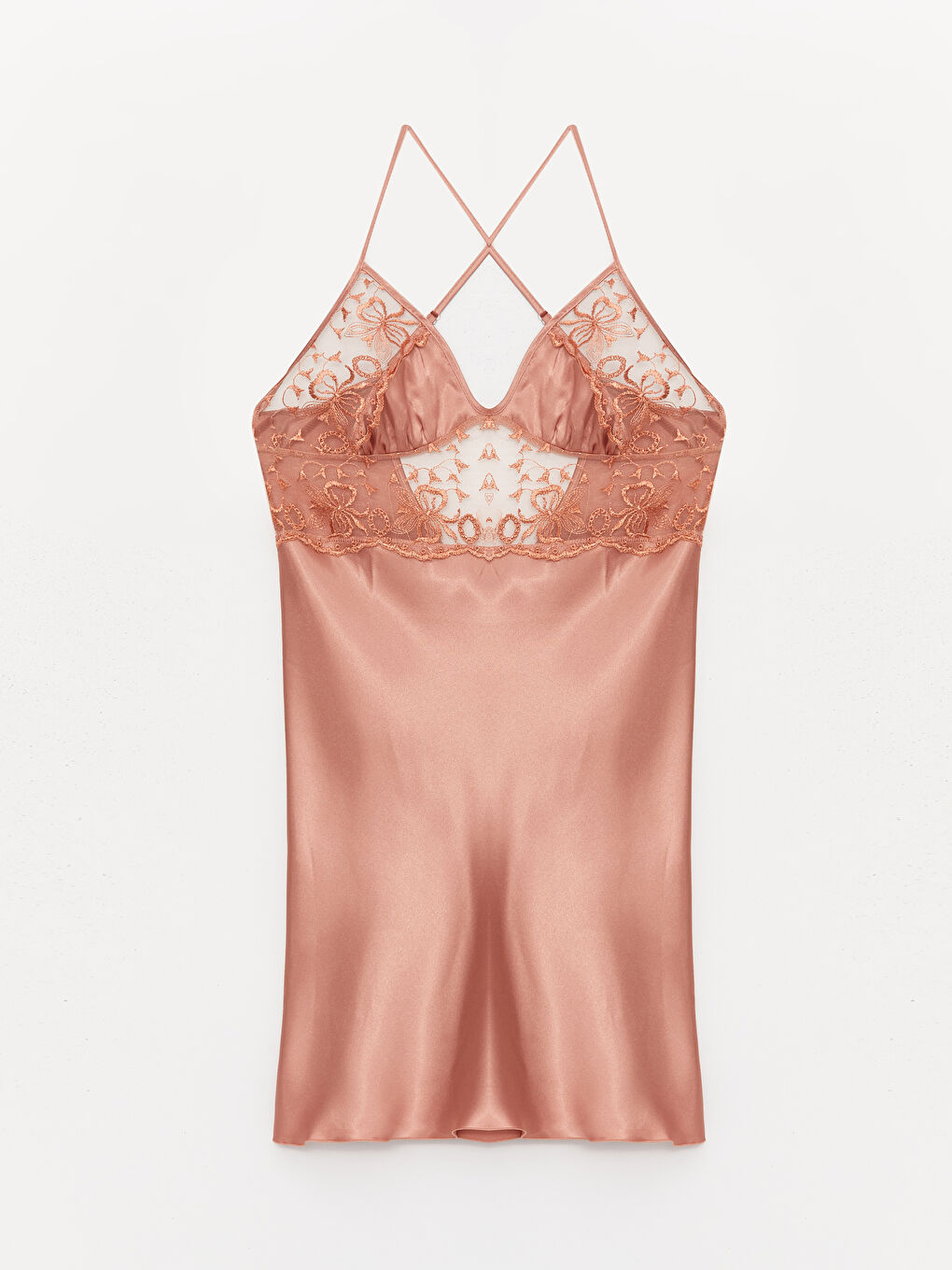 Pembe Askılı Saten Kadın Gecelik