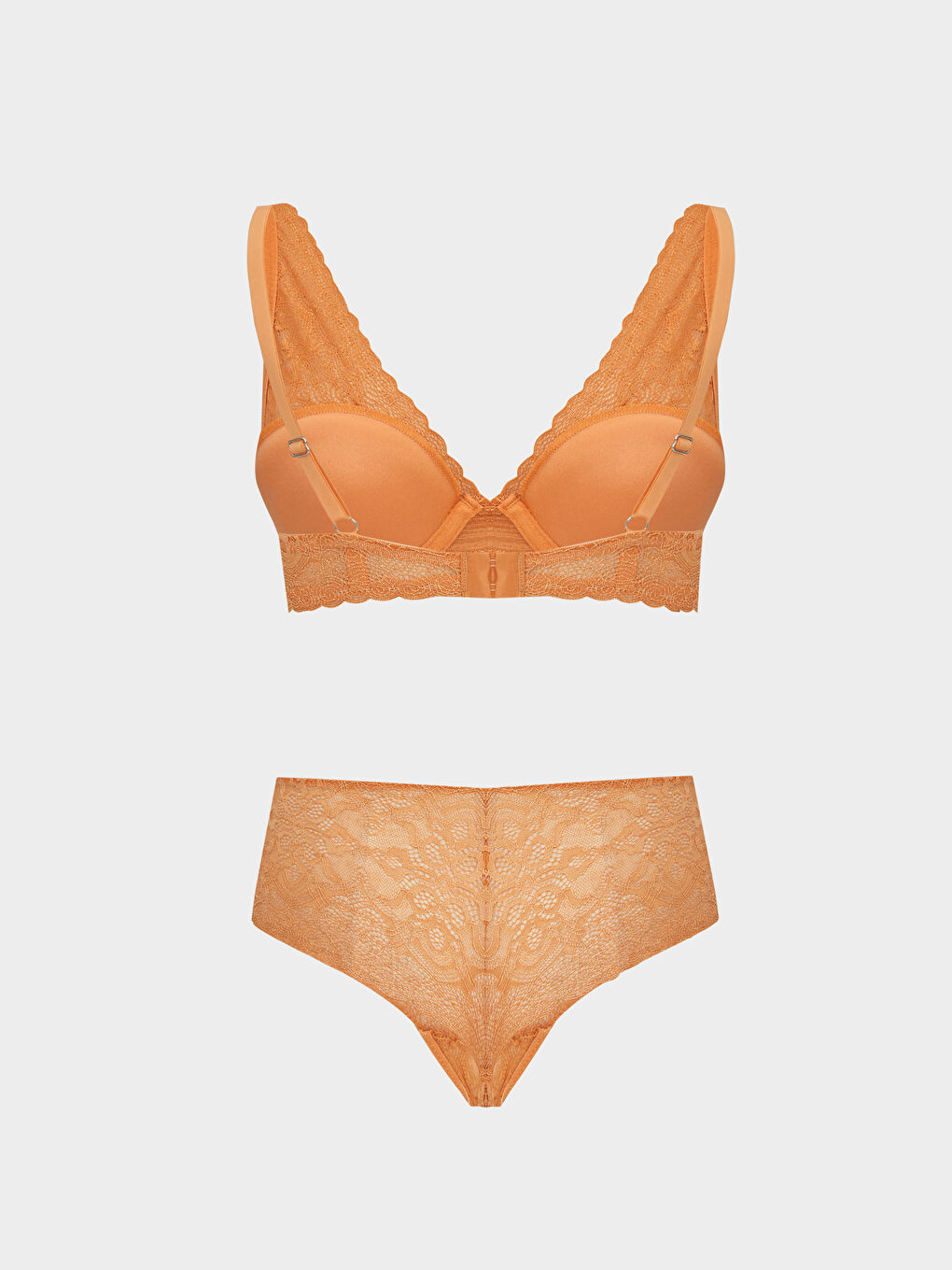 Kahverengi Dantelli Kadın İç Giyim Takım-1
