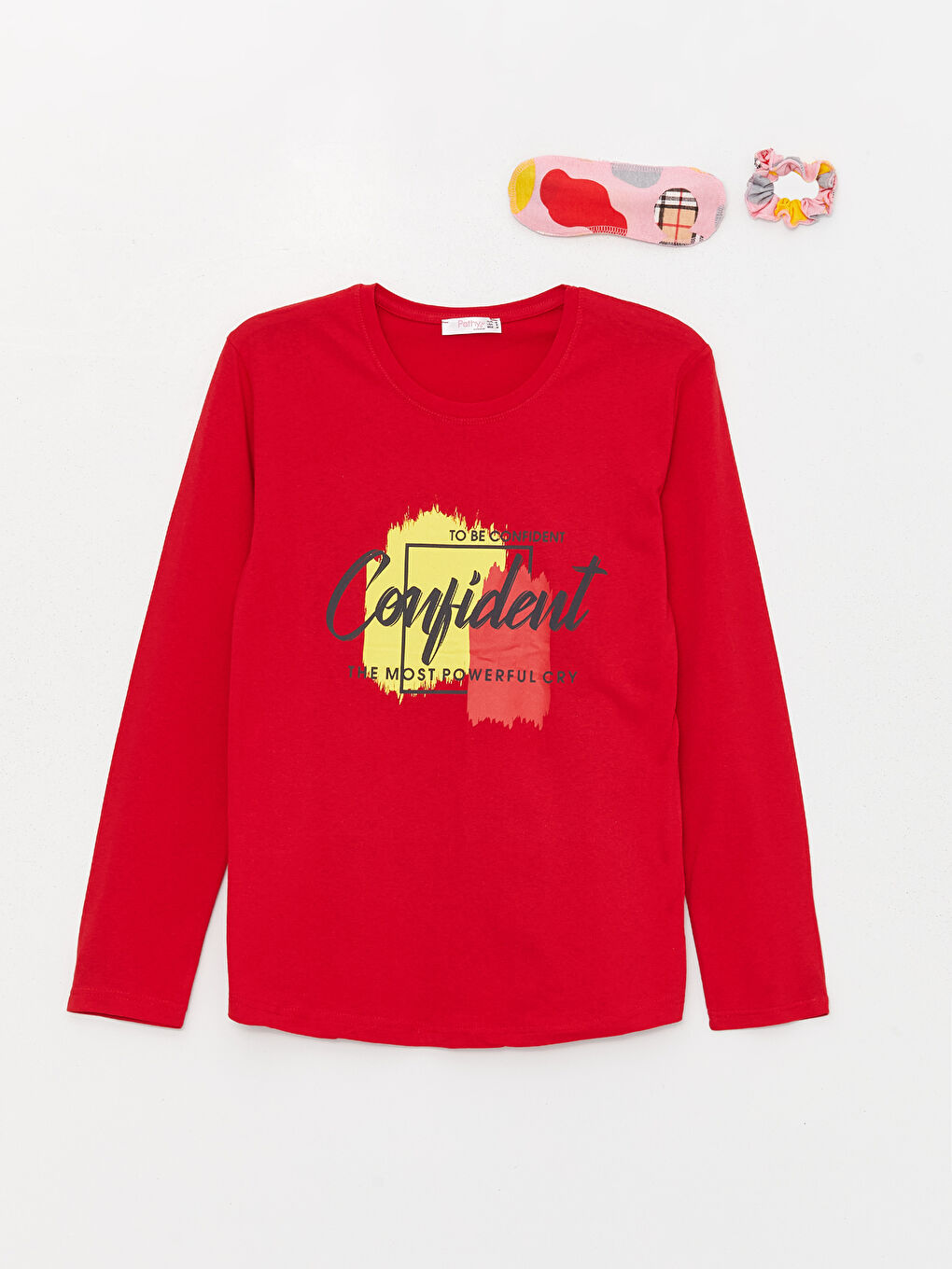 Kırmızı Bisiklet Yaka Kadın Pijama Takım-1