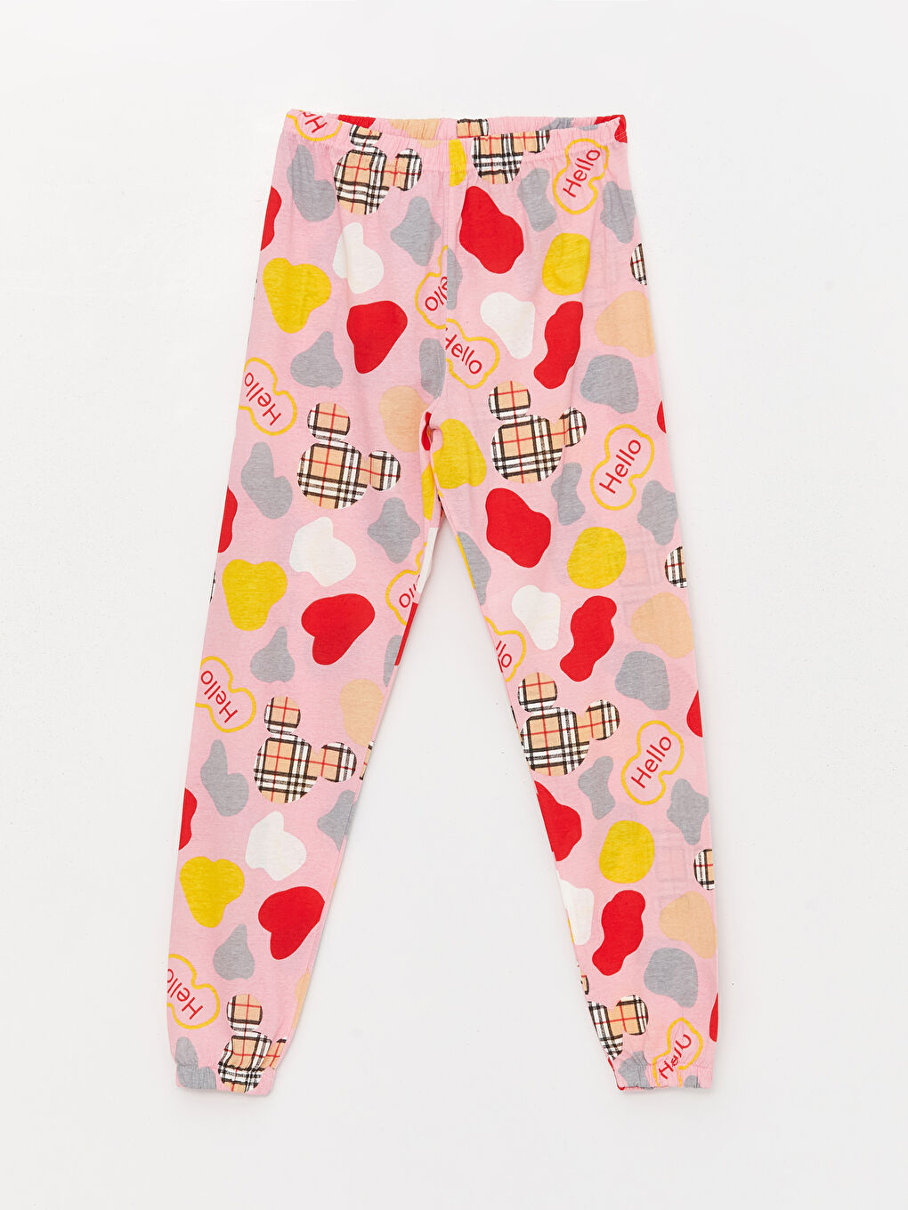 Kırmızı Bisiklet Yaka Kadın Pijama Takım-3