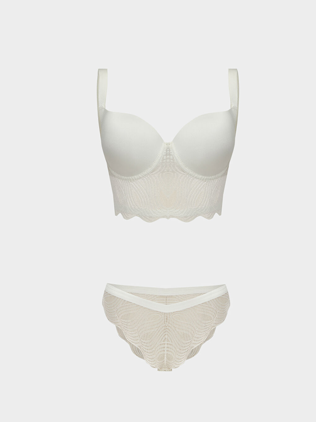 Ekru Dantelli Kadın İç Giyim Takım
