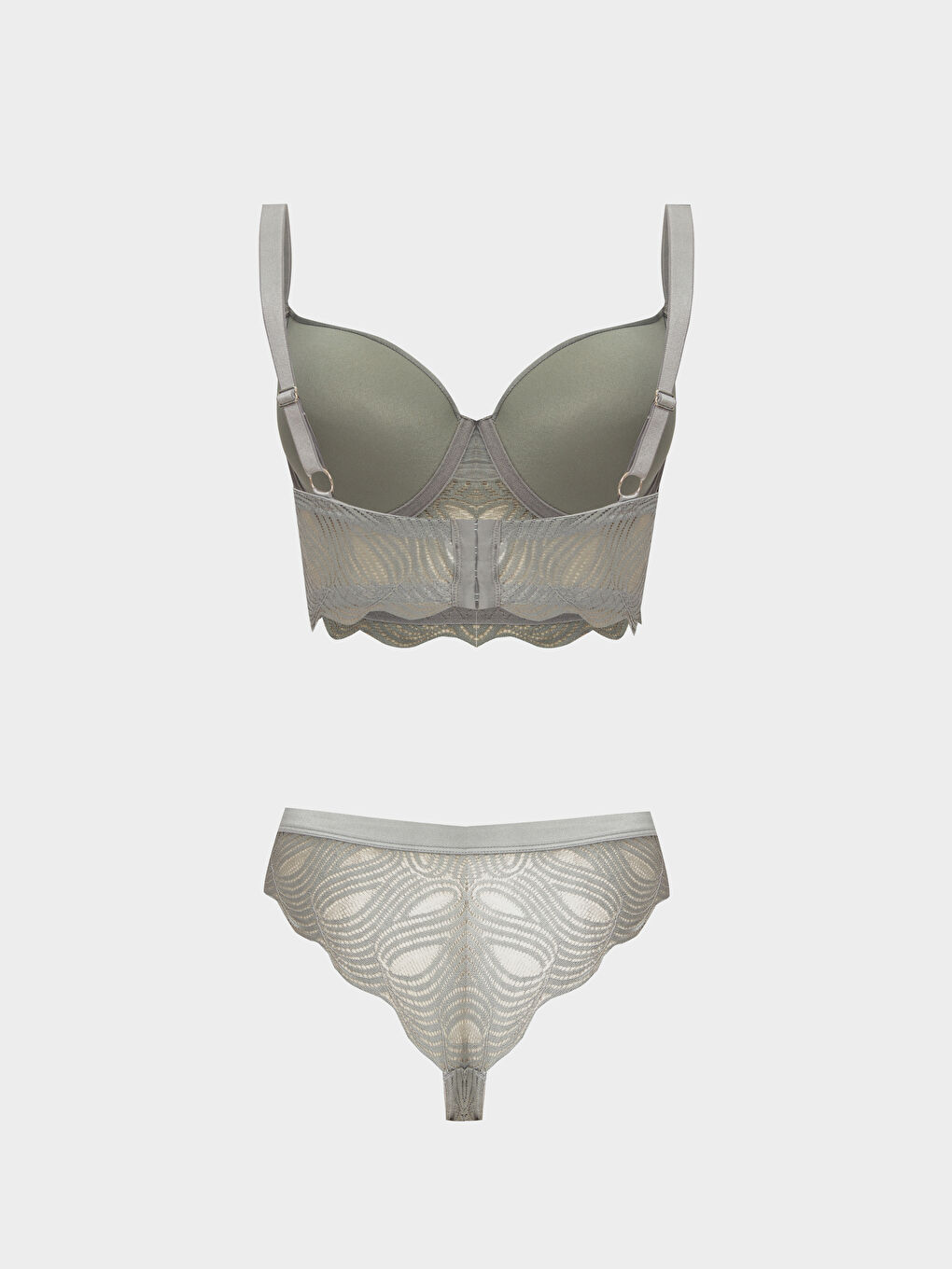 Gri Dantelli Kadın İç Giyim Takım-1