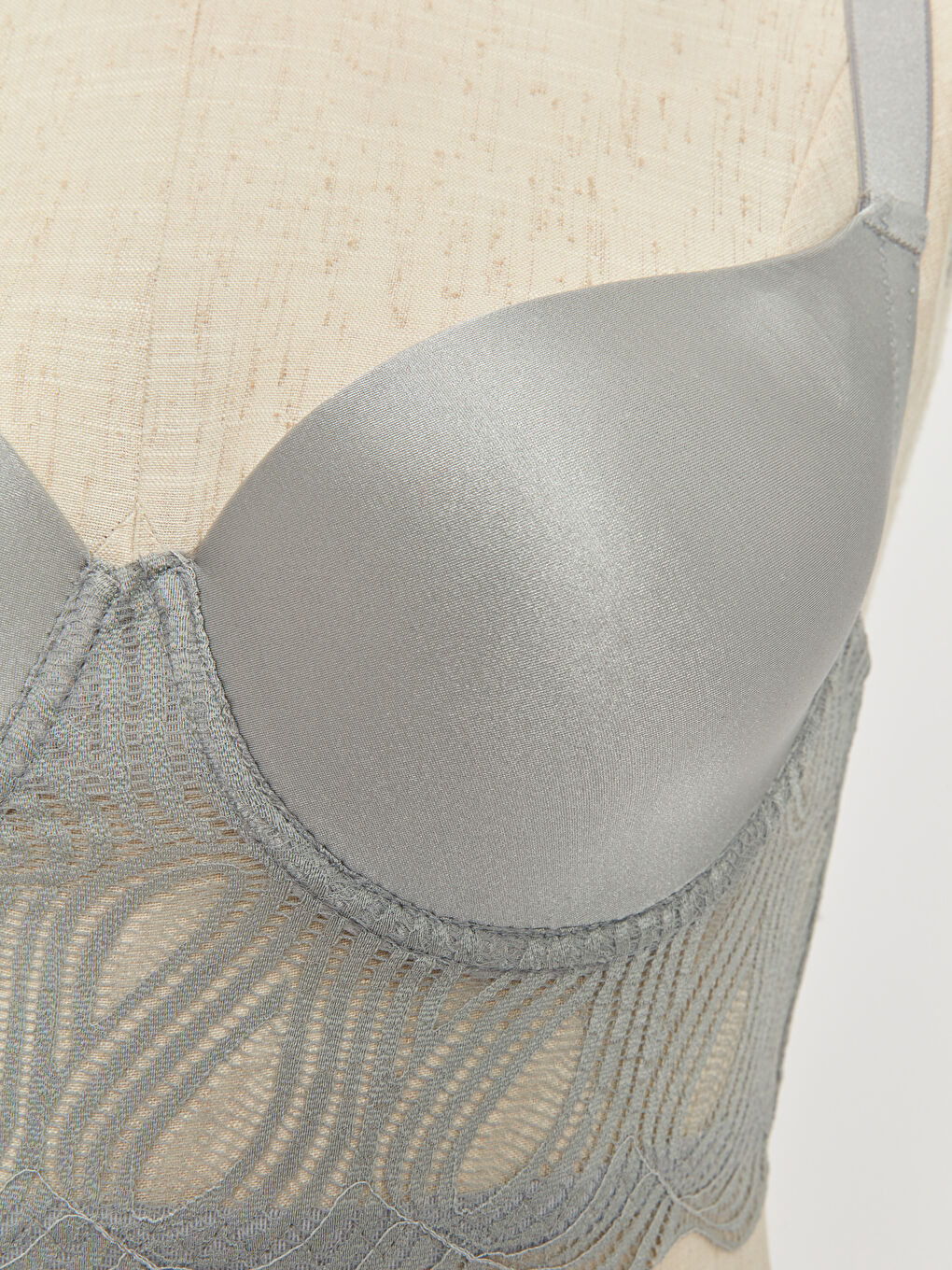 Gri Dantelli Kadın İç Giyim Takım-2