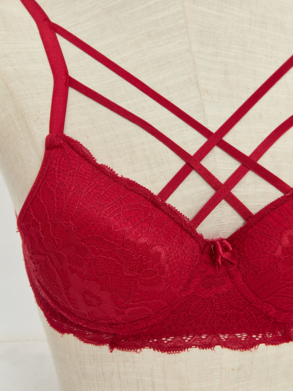 Bordo Destekli Dantelli Sütyen-2