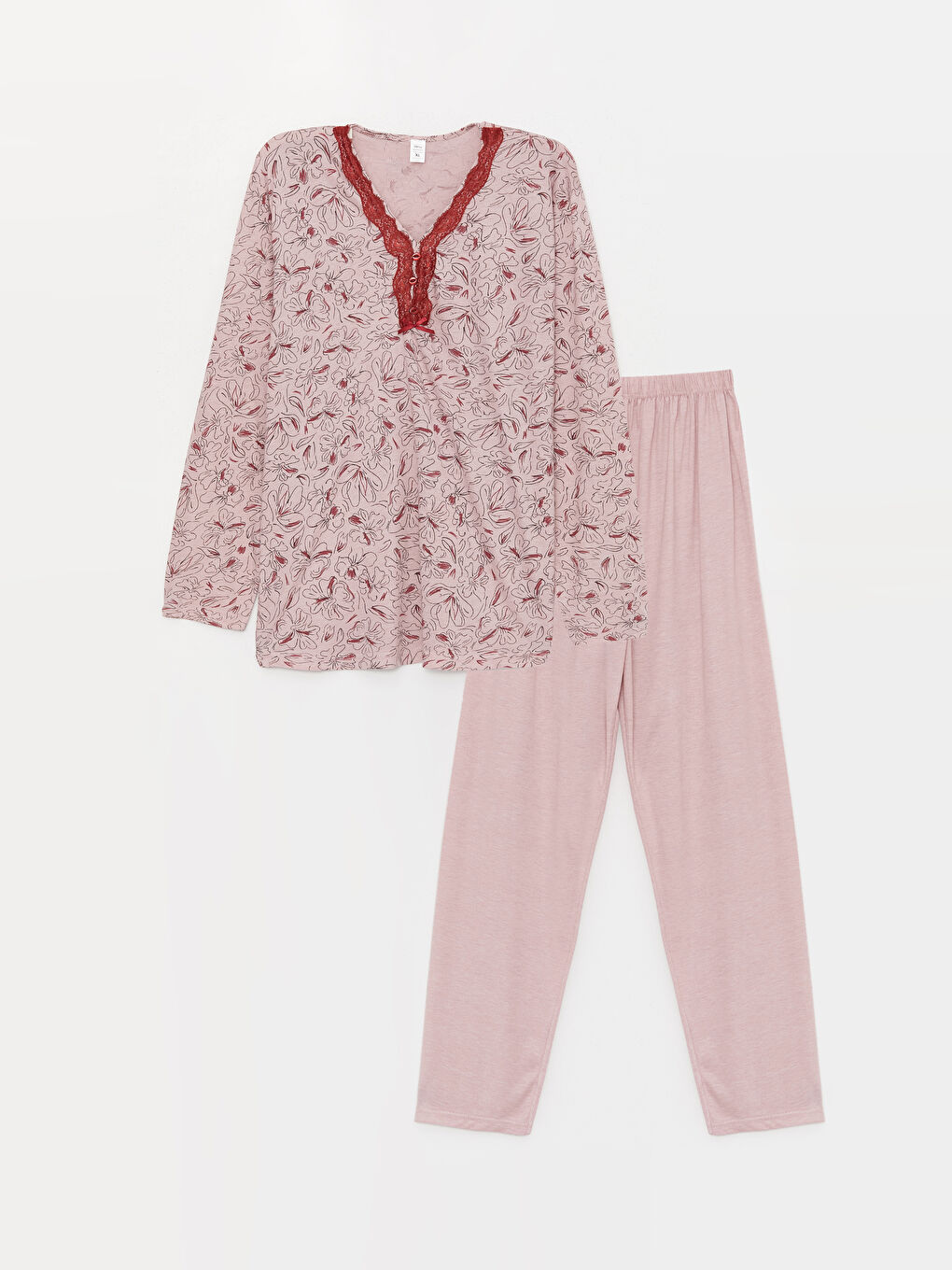 Pembe V Yaka Kadın Pijama Takım