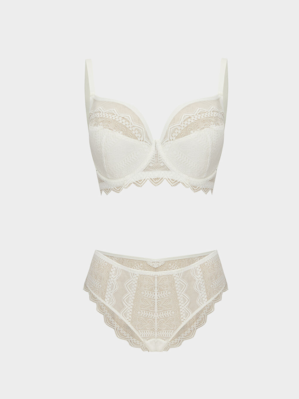 Ekru Dantelli Kadın İç Giyim Takım