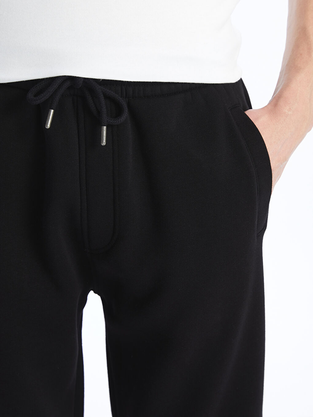 Siyah Standart Kalıp Erkek Kalın Eşofman Altı-1