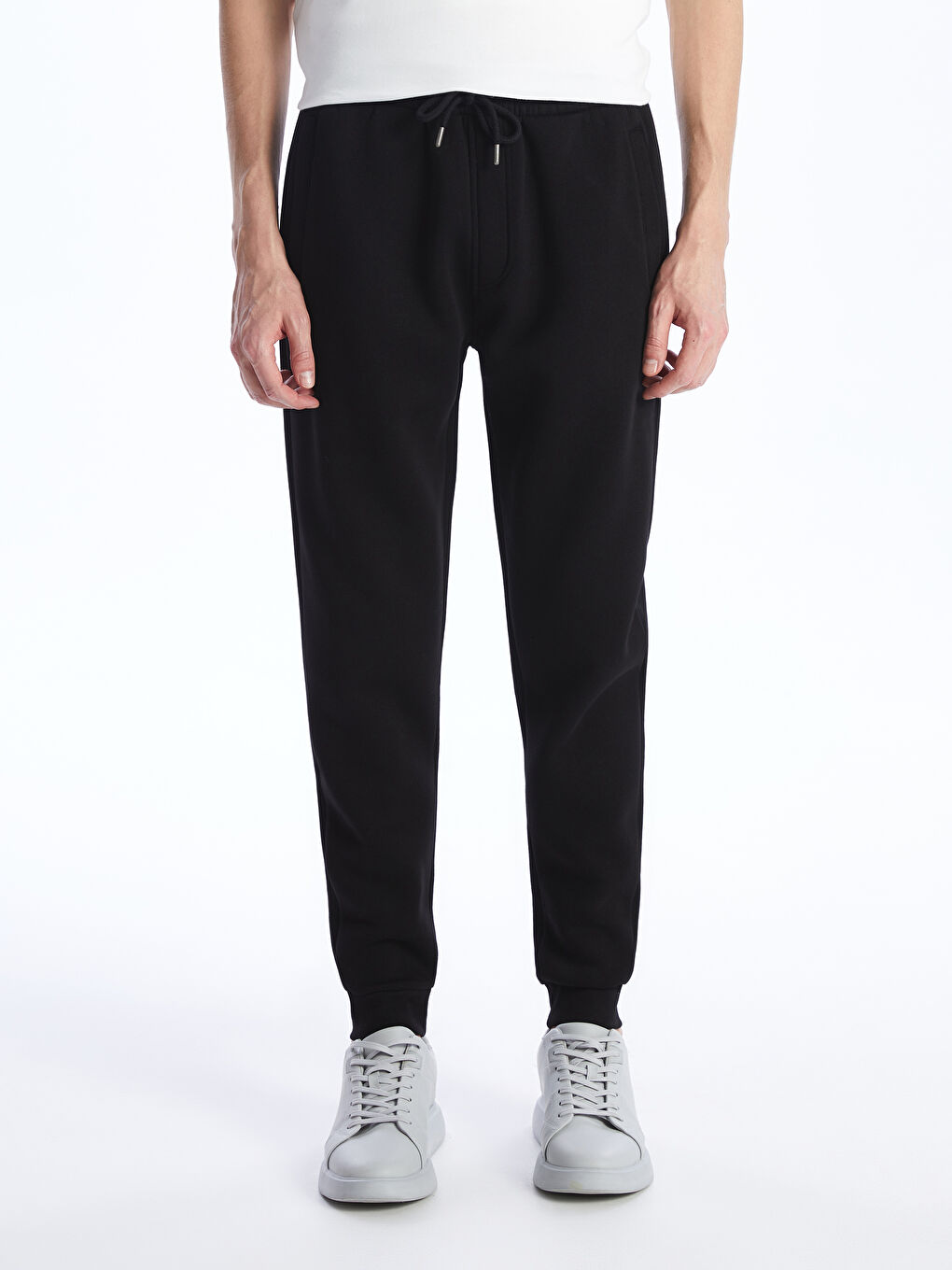 Siyah Standart Kalıp Erkek Kalın Eşofman Altı-2