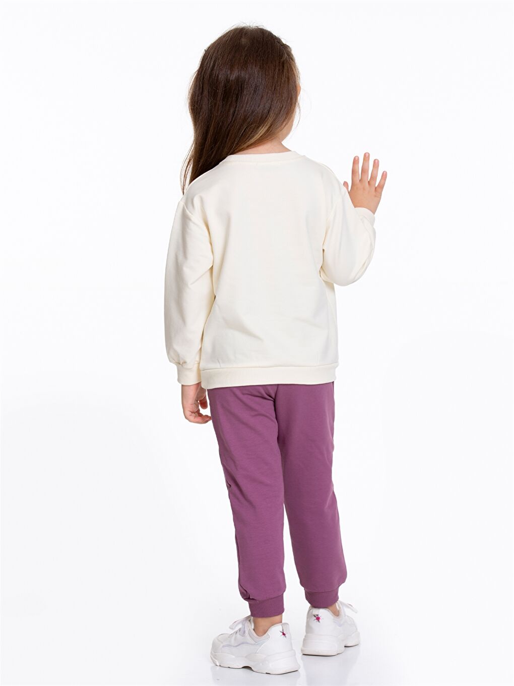 Mor Baskılı Bisiklet Yaka Kız Bebek Takım-4