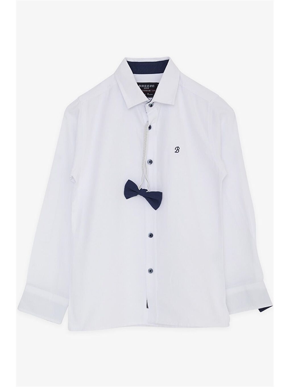 Beyaz Baskılı Uzun Kollu Erkek Çocuk Gömlek