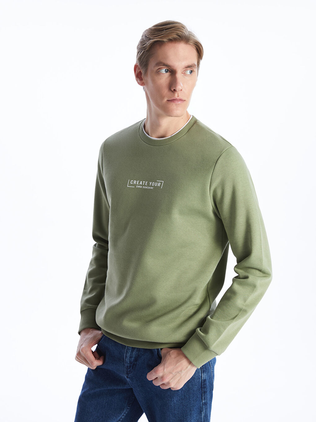 Sweat-shirt Épais Imprimé pour Hommes à Col Rond