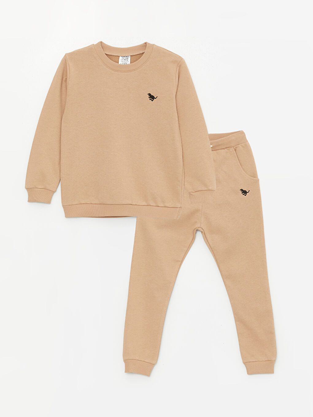 Bej Bisiklet Yaka Baskılı Erkek Bebek 2'li Takım