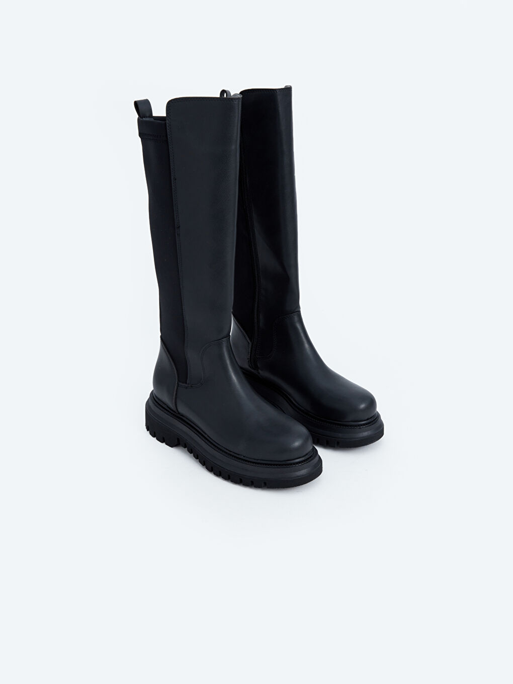 Siyah Fermuarlı Kadın Diz Altı Çizme