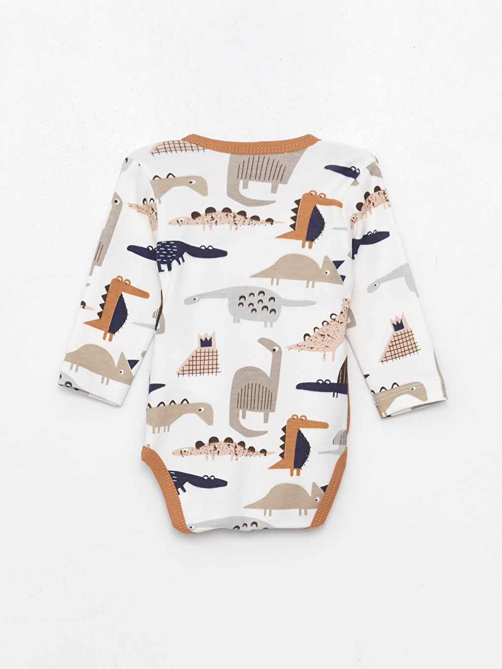 Ekru V Yaka Desenli Erkek Bebek Takım-2