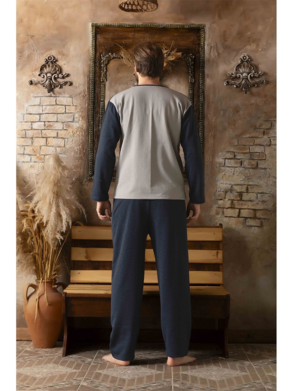 Lacivert Standart Kalıp Erkek Pijama Takım-1