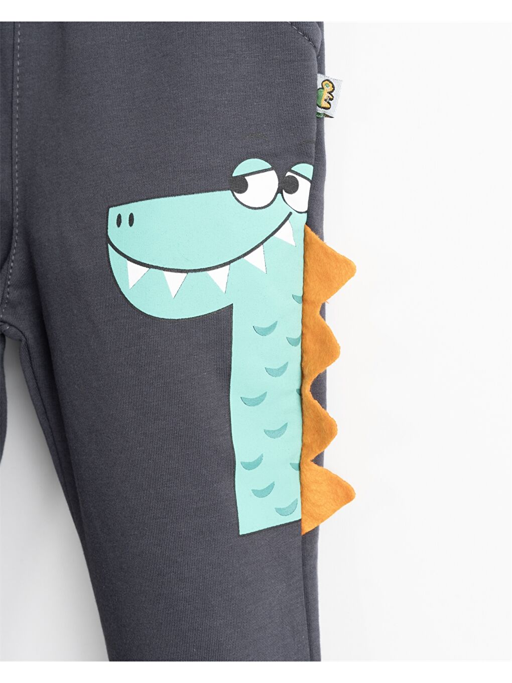 Gri Beli Lastikli Baskılı Erkek Bebek Eşofman Altı-1