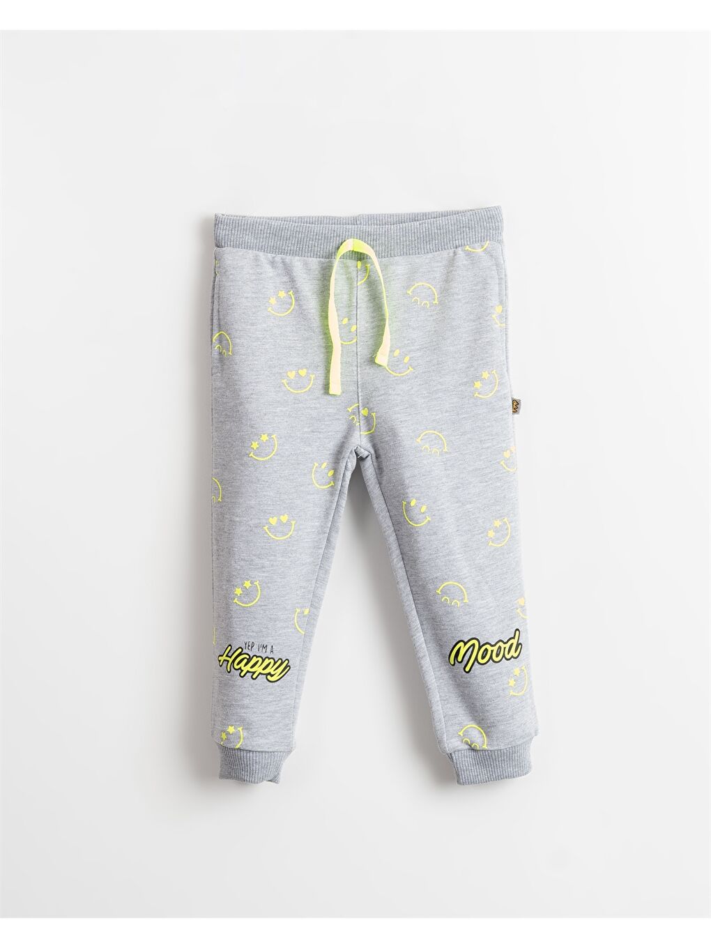 Gri Beli Lastikli Baskılı Kız Bebek Eşofman Altı