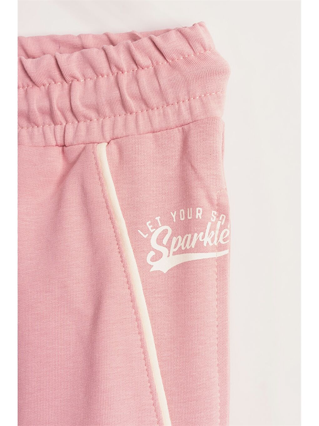 Pembe Beli Lastikli Baskılı Kız Çocuk Eşofman Altı-1