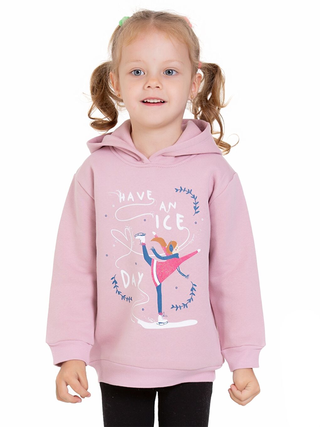 Myhanne Pembe Uzun Kol Baskılı Kız Bebek Hoodie