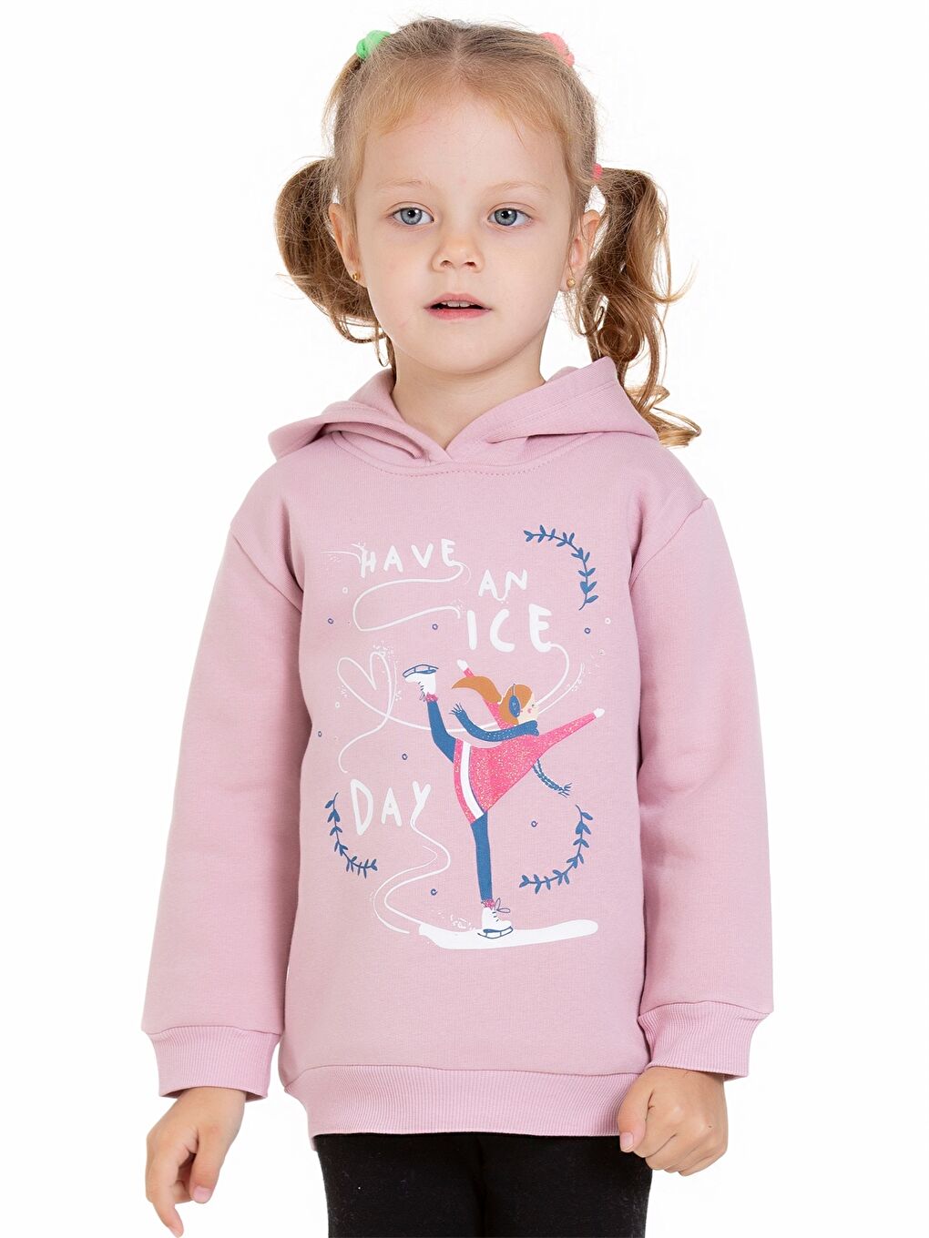 Myhanne Pembe Uzun Kol Baskılı Kız Bebek Hoodie - 3