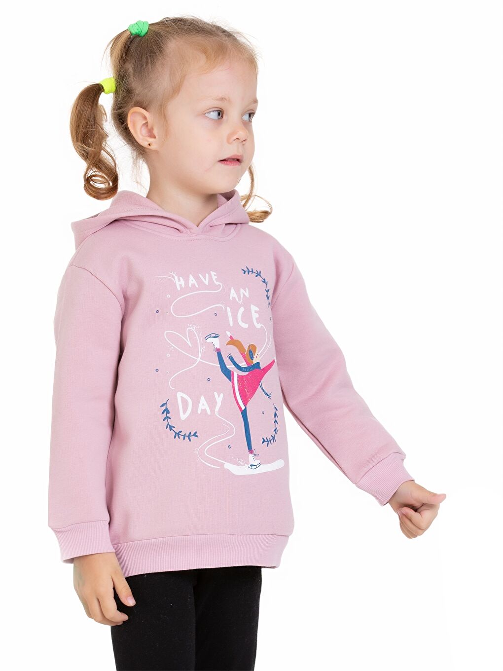 Myhanne Pembe Uzun Kol Baskılı Kız Bebek Hoodie - 4